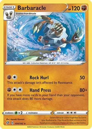 Barbaracle (104/192) [Sword & Shield: Rebel Clash] Pokémon