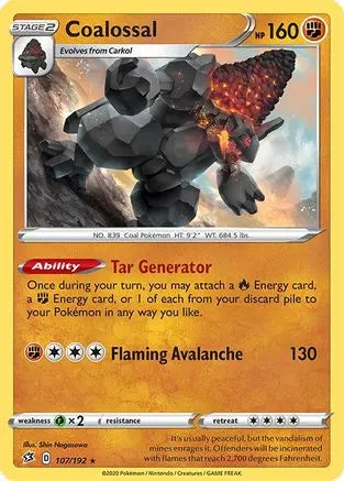 Coalossal (107/192) [Sword & Shield: Rebel Clash] Pokémon