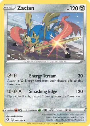 Zacian (139/192) (Cracked Ice Holo) (Theme Deck Exclusives) [Sword & Shield: Rebel Clash] Pokémon
