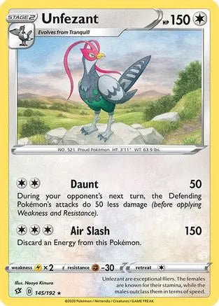 Unfezant (145/192) [Sword & Shield: Rebel Clash] Pokémon