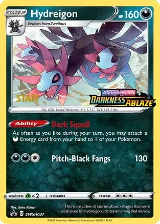 Hydreigon (SWSH037) (Staff Prerelease Promo) [Sword & Shield: Black Star Promos] Pokémon