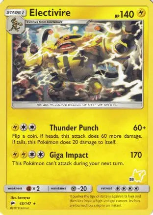 Electivire (43/147) (Pikachu Stamp #53) [Battle Academy 2020] Pokémon