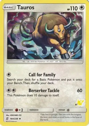 Tauros (164/236) (Pikachu Stamp #37) [Battle Academy 2020] Pokémon