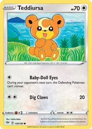 Teddiursa (138/189) [Sword & Shield: Darkness Ablaze] Pokémon