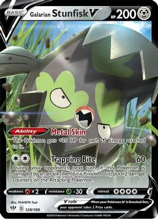 Galarian Stunfisk V (128/189) [Sword & Shield: Darkness Ablaze] Pokémon