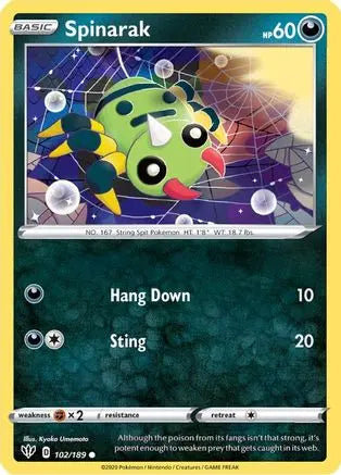 Spinarak (102/189) [Sword & Shield: Darkness Ablaze] Pokémon
