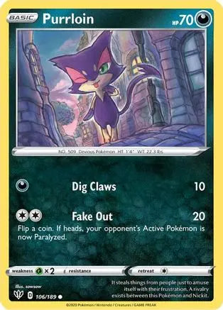 Purrloin (106/189) [Sword & Shield: Darkness Ablaze] Pokémon