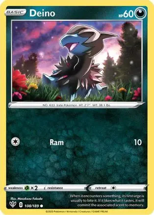 Deino (108/189) [Sword & Shield: Darkness Ablaze] Pokémon