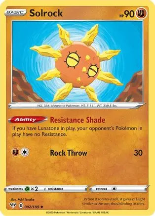 Solrock (092/189) [Sword & Shield: Darkness Ablaze] Pokémon