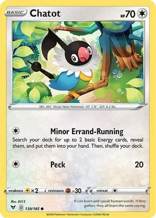 Chatot (139/185) [Sword & Shield: Vivid Voltage] Pokémon