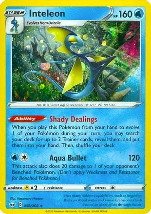 Inteleon (058/202) (Cosmos Holo) [Sword & Shield: Base Set] Pokémon