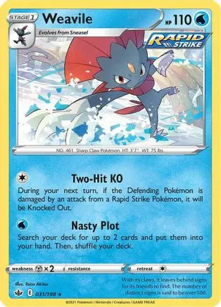Weavile (031/198) [Sword & Shield: Chilling Reign] Pokémon