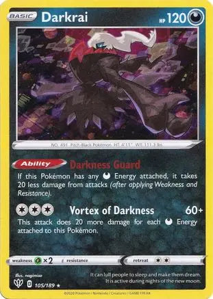 Darkrai (105/189) (Cosmos Holo) [Sword & Shield: Darkness Ablaze] Pokémon
