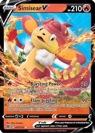 Simisear V (027/172) [Sword & Shield: Brilliant Stars] Pokémon
