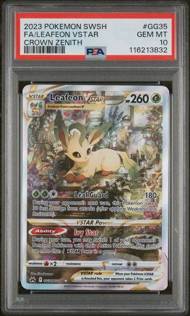 PSA 10 -2023 POKEMON SWORD AND SHIELD CROWN ZENITH #GG35 FA/LEAFEON VSTAR CROWN ZENITH - Doe's Cards