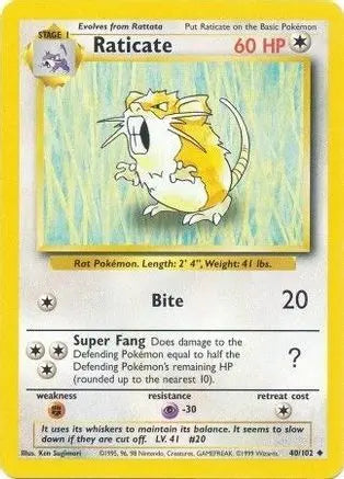 Raticate (40/102) [Base Set Unlimited] Pokémon