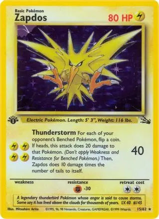 Zapdos (15/62) [Fossil 1st Edition] Pokémon