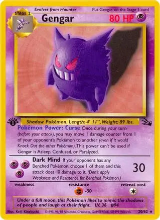 Gengar (20/62) [Fossil 1st Edition] Pokémon
