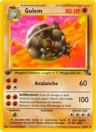 Golem (36/62) [Fossil 1st Edition] Pokémon