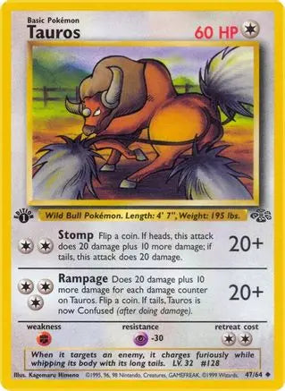 Tauros (47/64) [Jungle 1st Edition] Pokémon