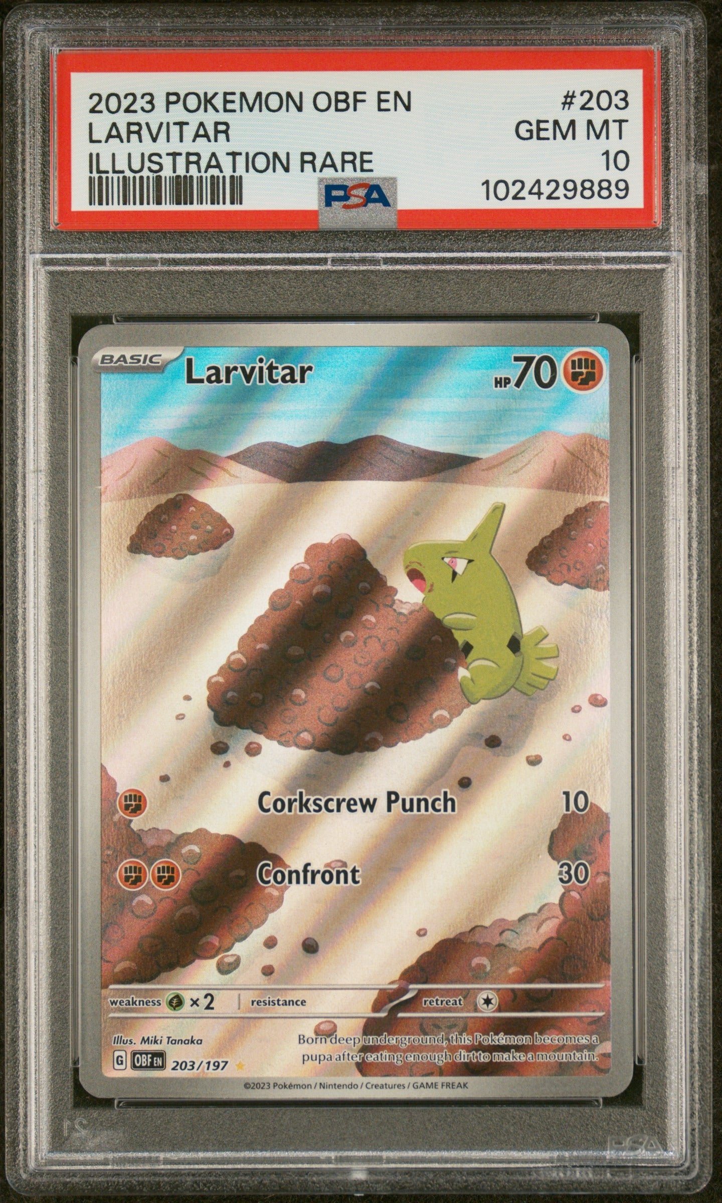 Psa 10 2023 POKEMON OBF EN-OBSIDIAN FLAMES #203 LARVITAR ILLUSTRATION RARE - Doe's Cards
