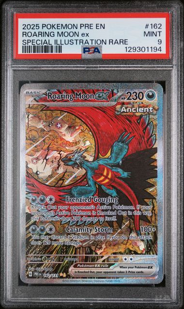 PSA 9 - 2025 POKEMON PRE EN-PRISMATIC EVOLUTIONS #162 ROARING MOON ex SPECIAL ILLUSTRATION RARE Doe's Cards