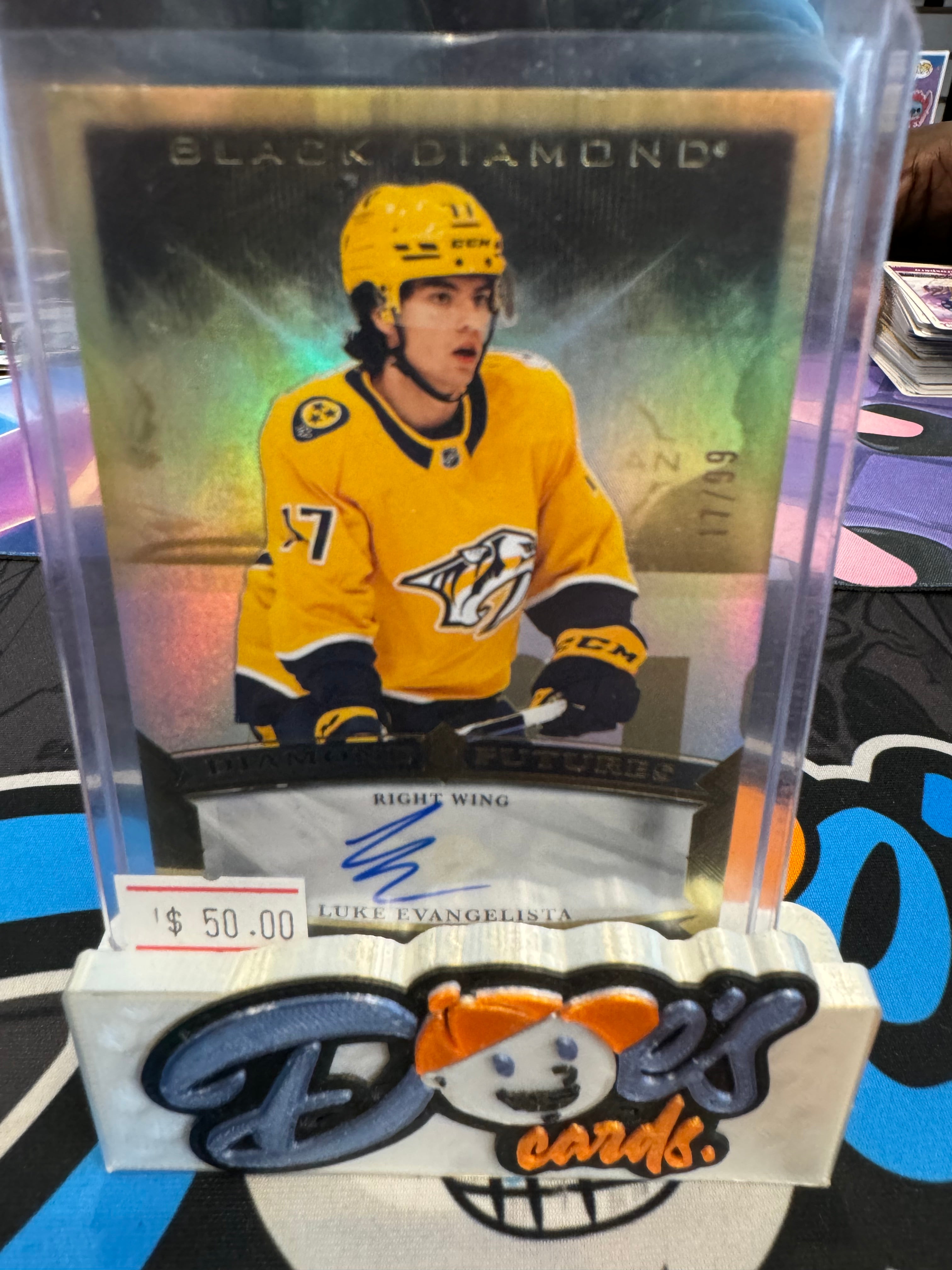 2023-24 Upper Deck Black Diamond Futures Gold Auto /99 Luke Evangelista #BDF-LE - Doe's Cards