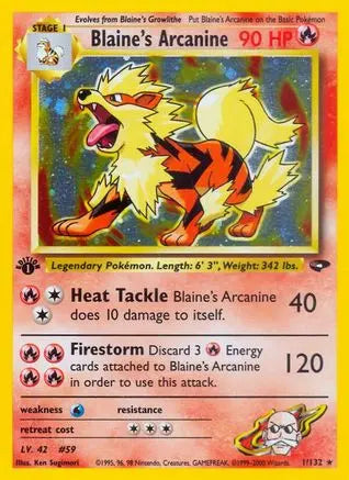 Blaine's Arcanine Holo swirl (1/132) [Gym Challenge Unlimited] Pokémon