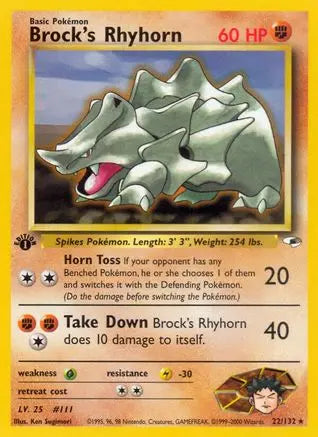 Brock's Rhyhorn (22/132) [Gym Heroes 1st Edition] Pokémon