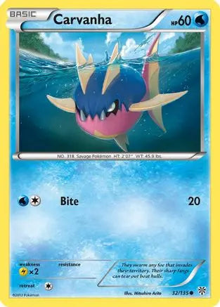 Carvanha (32/135) [Black & White: Plasma Storm] Pokémon