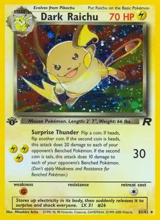 Dark Raichu (83/82) [Team Rocket 1st Edition] Pokémon