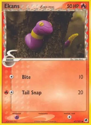 Ekans (47/101) (Delta Species) (Stamped) [EX: Dragon Frontiers] Pokémon