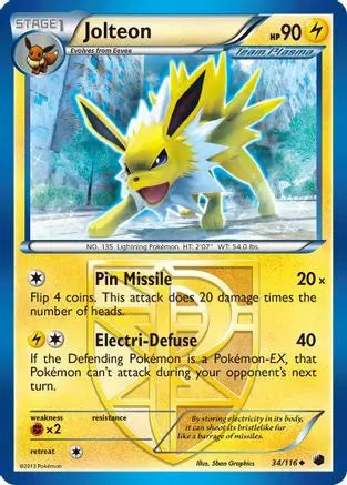 Jolteon (34/116) [Black & White: Plasma Freeze] Pokémon