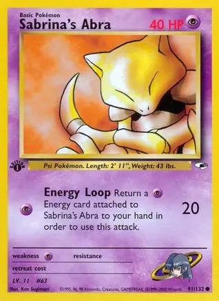 Sabrina's Abra (91/132) [Gym Heroes 1st Edition] Pokémon