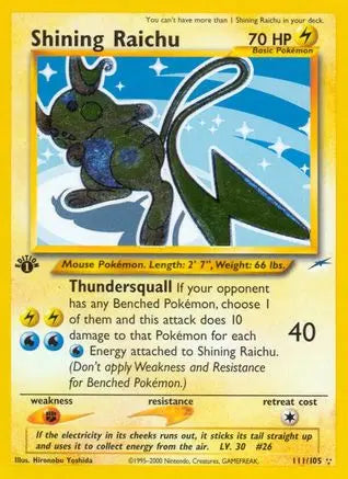 Shining Raichu (111/105) [Neo Destiny Unlimited] Pokémon