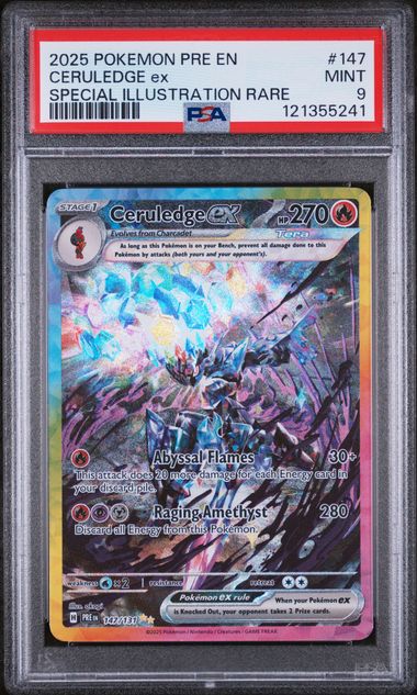 PSA 9 - 2025 POKEMON PRE EN-PRISMATIC EVOLUTIONS #147 CERULEDGE ex SPECIAL ILLUSTRATION RARE - Doe's Cards