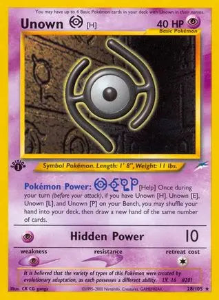 Unown [H] (28/105) [Neo Destiny 1st Edition] Pokémon