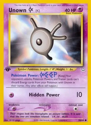 Unown [K] (58/64) [Neo Revelation 1st Edition] Pokémon