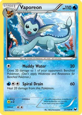 Vaporeon (25/108) [Black & White: Dark Explorers] Pokémon