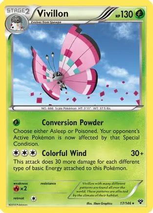 Vivillon (17/146) (Meadow Form/Pink Wings) [XY: Base Set] Pokémon