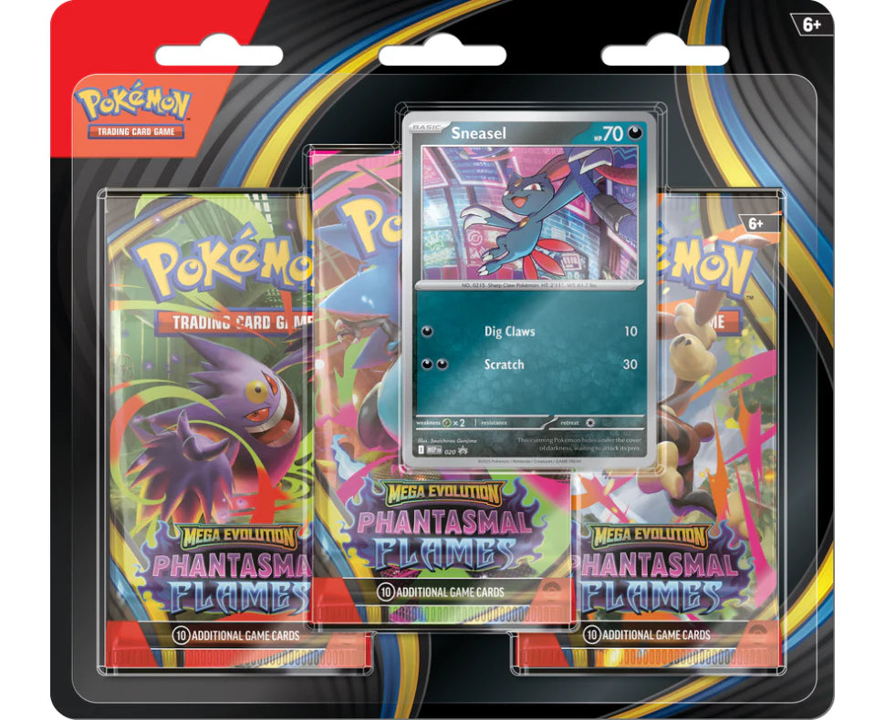 Pokemon Mega Evolution - Phantasmal Flames - 3 Pack Blister (Sneasel)