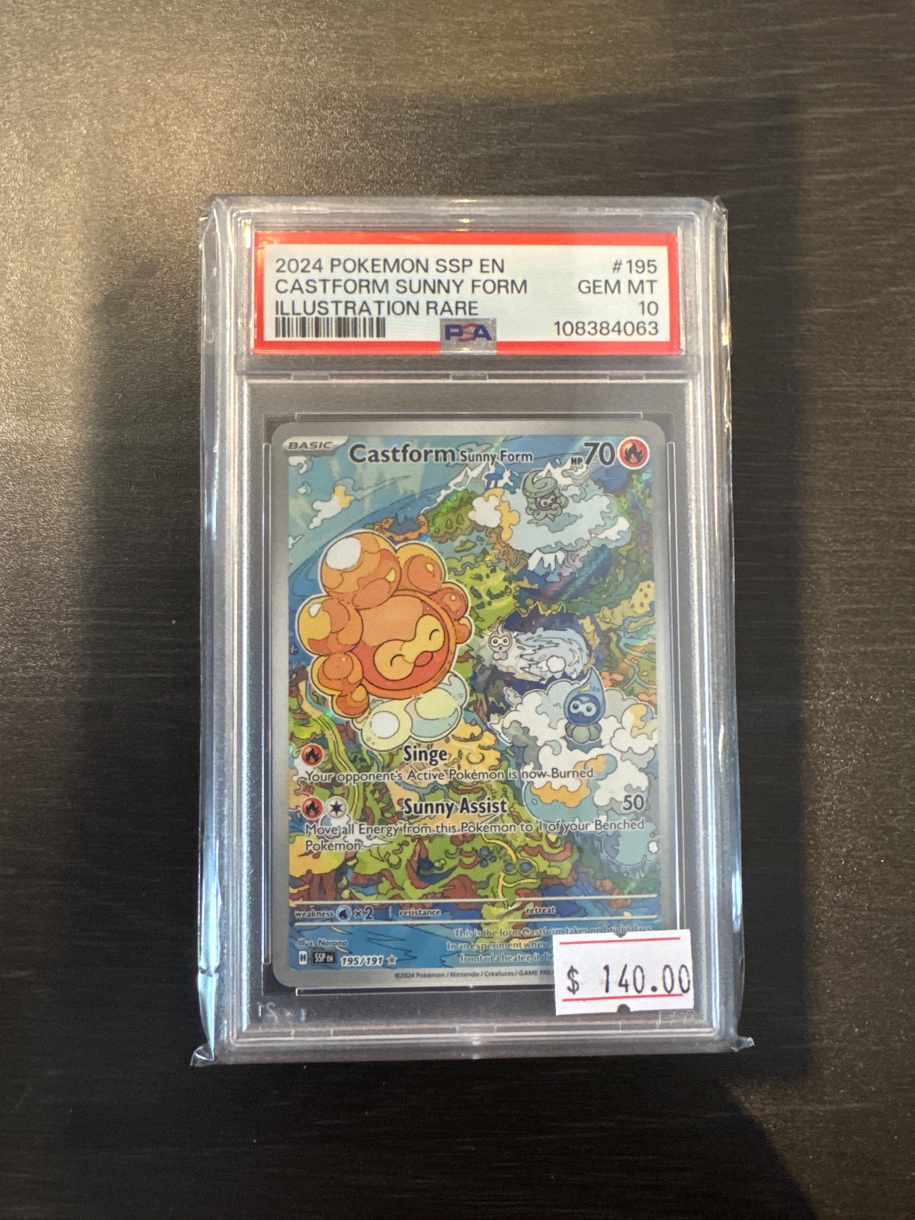 PSA 10 - 2024 POKEMON SSP EN-SURGING SPARKS #195 CASTFORM SUNNY FORM ILLUSTRATION RARE - Doe's Cards