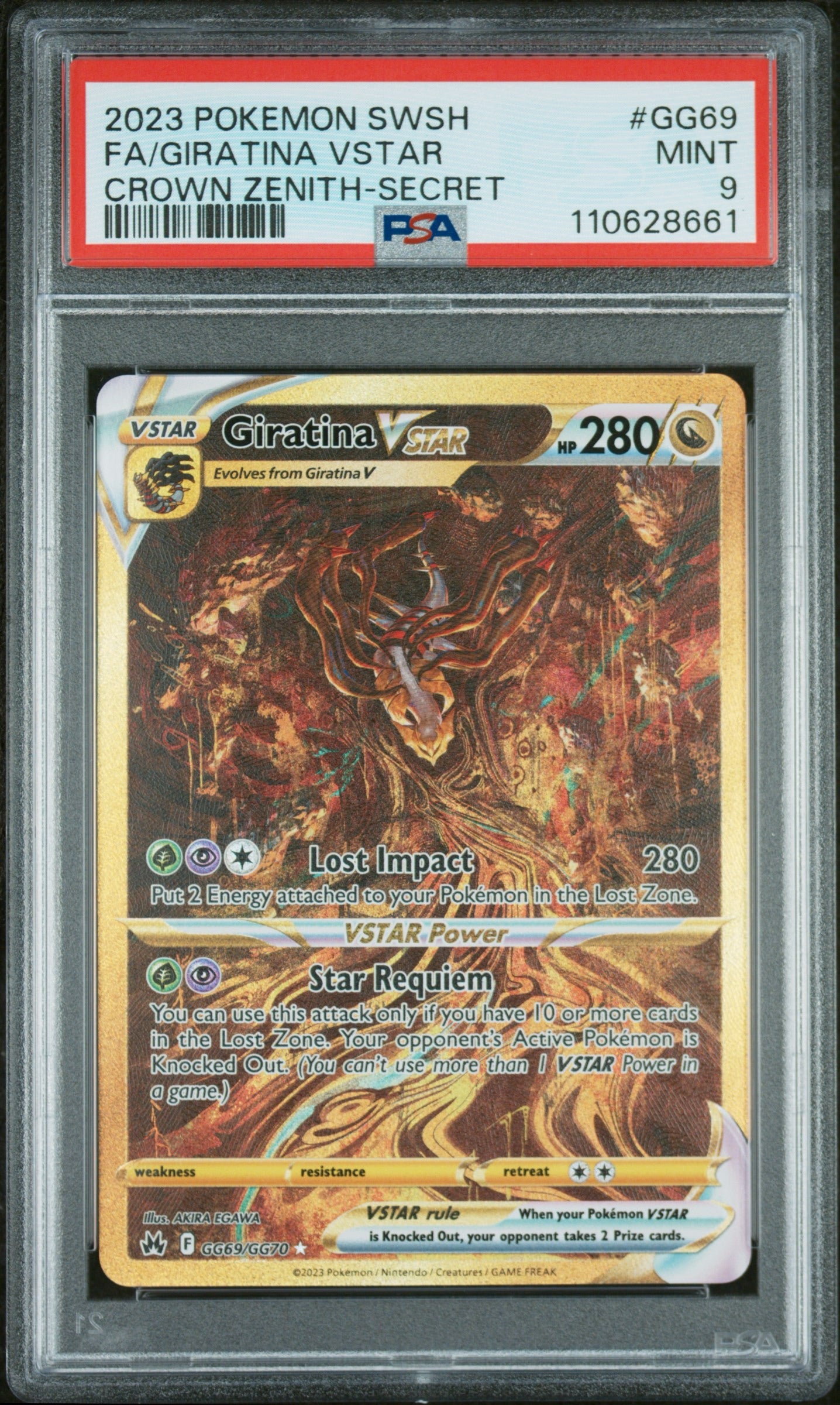 PSA 9 - 2023 POKEMON SWORD AND SHIELD CROWN ZENITH #GG69 FA/GIRATINA VSTAR CROWN ZENITH-SECRET - Doe's Cards