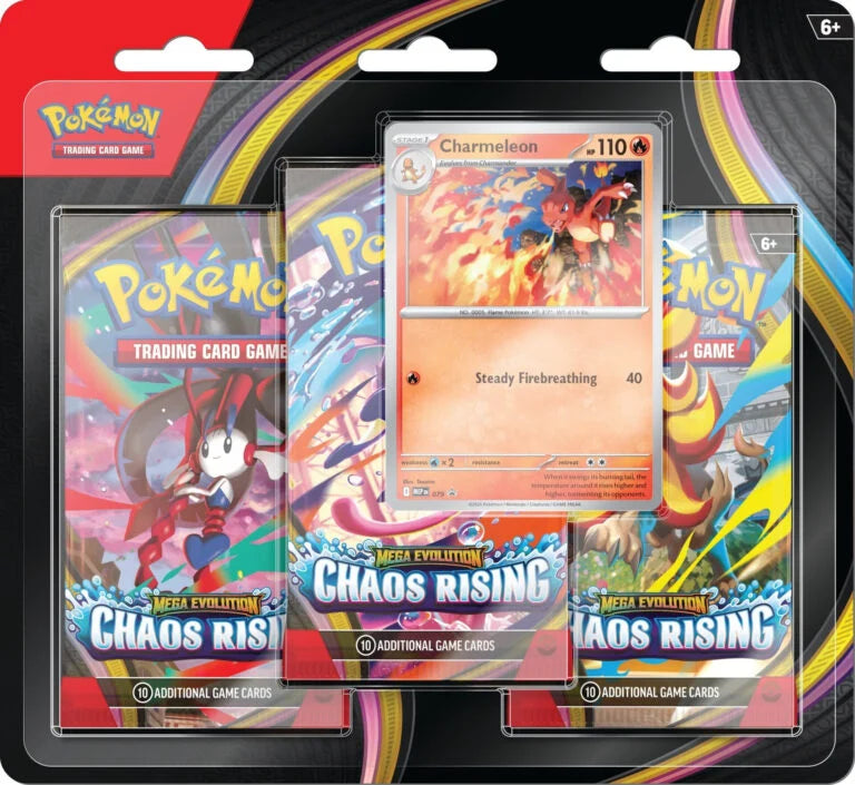 Pokémon TCG: Mega Evolution - Chaos Rising - 3 Pack Blister (charmander) (Pre Order) Doe's Cards