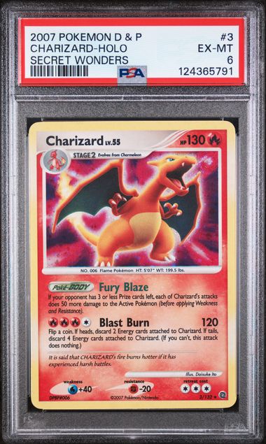 PSA 6 - 2007 POKEMON DIAMOND & PEARL SECRET WONDERS #3 CHARIZARD-HOLO SECRET WONDERS