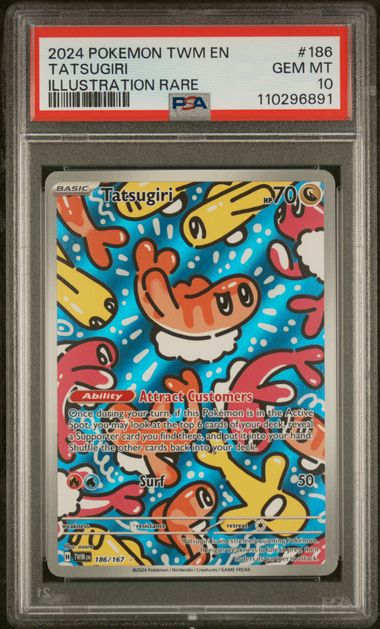 PSA 10 - 2024 POKEMON TWM EN-TWILIGHT MASQUERADE #186 TATSUGIRI ILLUSTRATION RARE - Doe's Cards