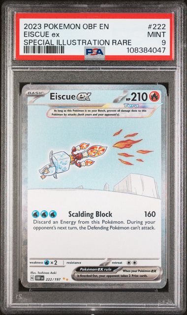 PSA 9  - 2023 POKEMON OBF EN-OBSIDIAN FLAMES #222 EISCUE ex SPECIAL ILLUSTRATION RARE - Doe's Cards
