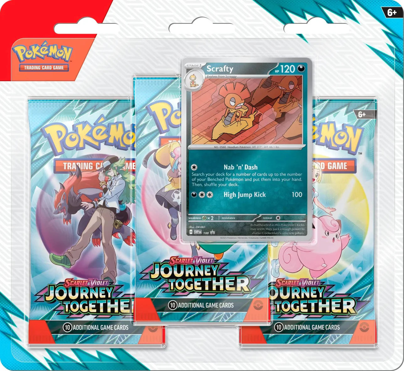 Pokémon TCG: Scarlet & Violet-Journey Together 3 Pack Blister (Scrafty)