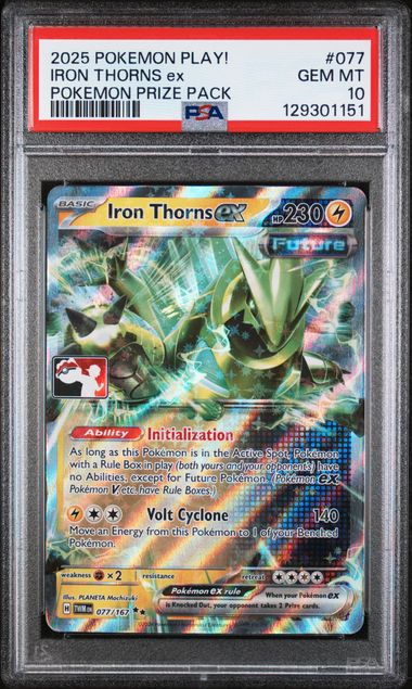 PSA 10 - 2025 POKEMON PLAY! POKEMON PRIZE PACK #077 IRON THORNS ex Doe's Cards