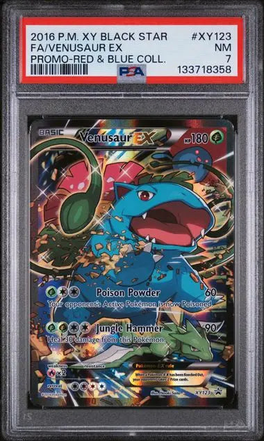 PSA 7 - 2016 POKEMON XY BLACK STAR PROMO #XY123 FA/VENUSAUR EX PROMO-RED & BLUE COLL. Doe's Cards